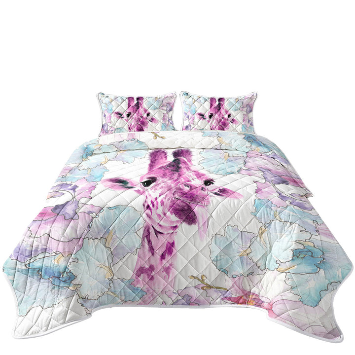 Purplish Art Painting Giraffe Quilts