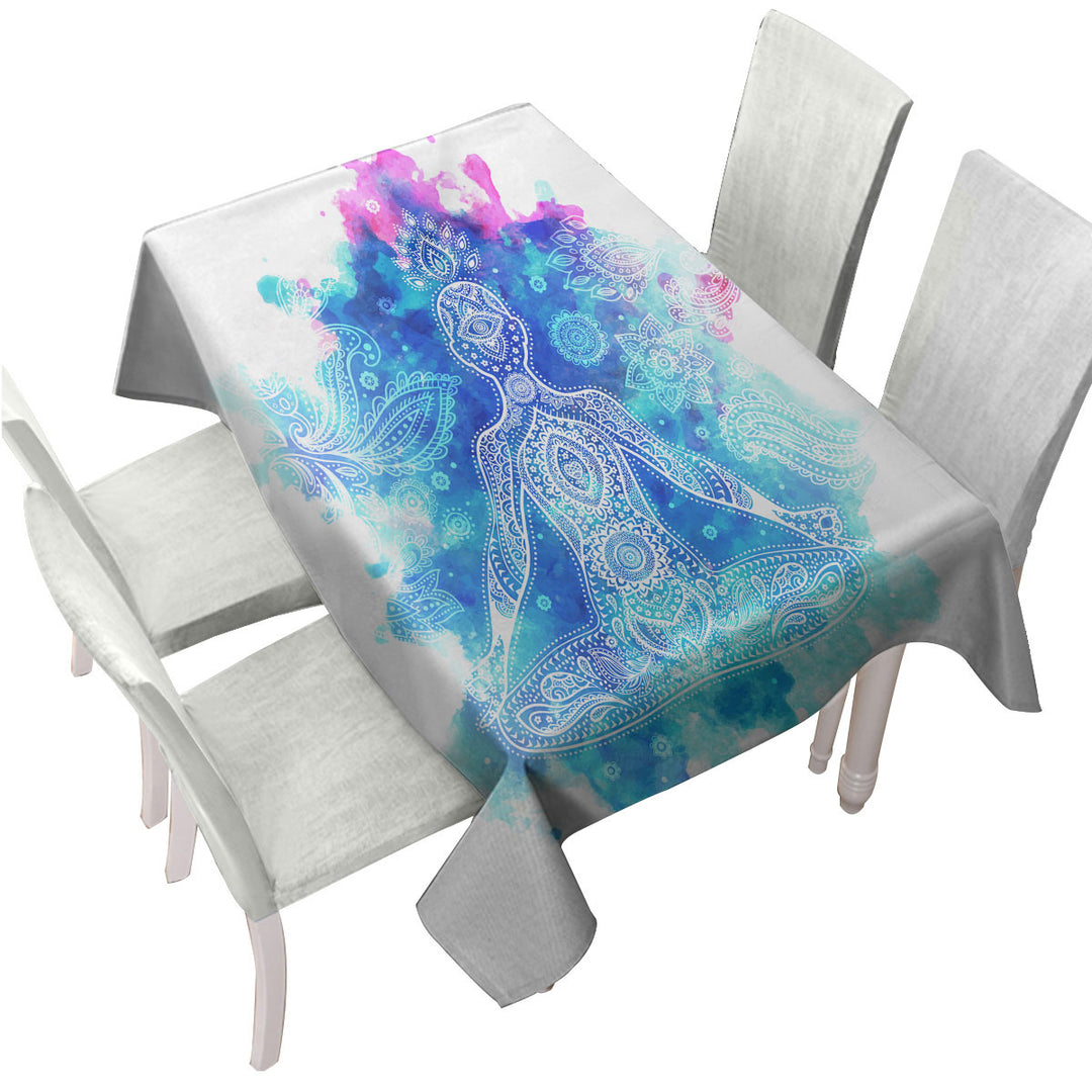 Purplish Blue Oriental Buddha Custom table cloth