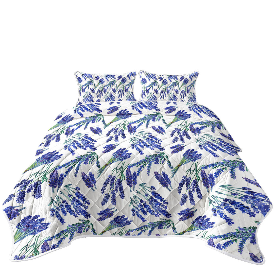 Purplish Lavender Bouquets California King Quilt Sets