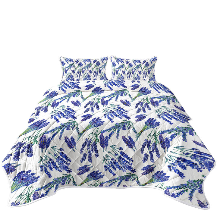 Purplish Lavender Bouquets California King Quilt Sets