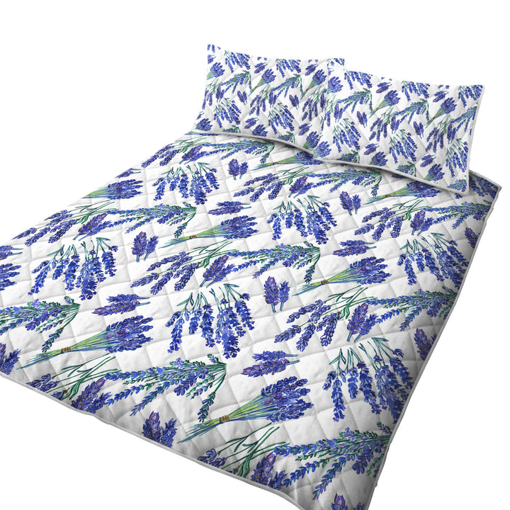Purplish Lavender Bouquets King Size Quilt Sets