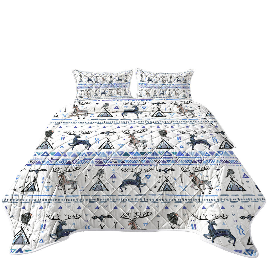 Purplish Native American Art Pattern Stripes Coverlet
