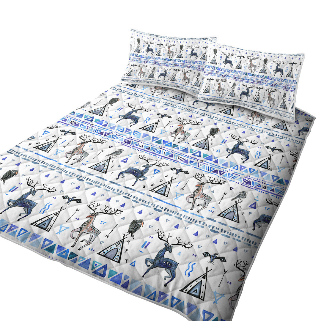 Purplish Native American Art Pattern Stripes Quilts