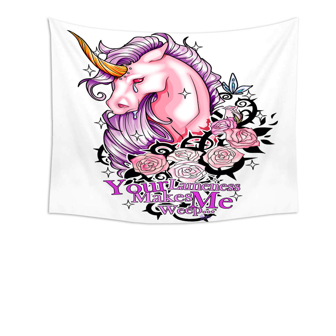 Purplish Roses and Unicorn Rudicorn Cool Quote Tapestry Wall Hanging