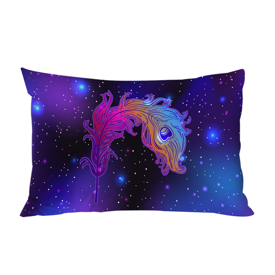 Purplish Space Feather Pillow Cases