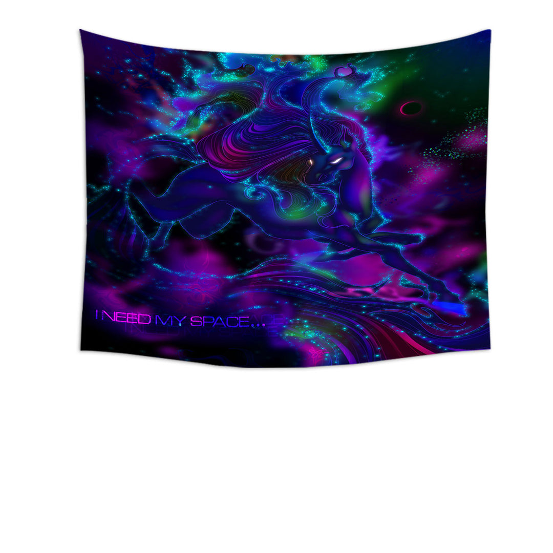 Purplish Tapestry Wall Decor with Unicorn Quote I Need My Space Rudicorn