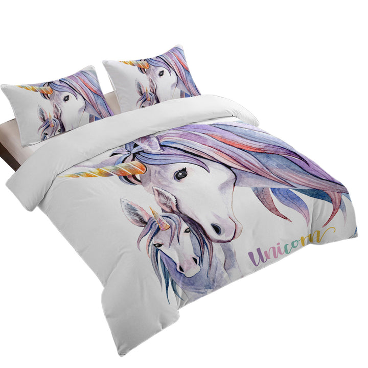 Purplish Unicorn Colt and Momma Bed Covers