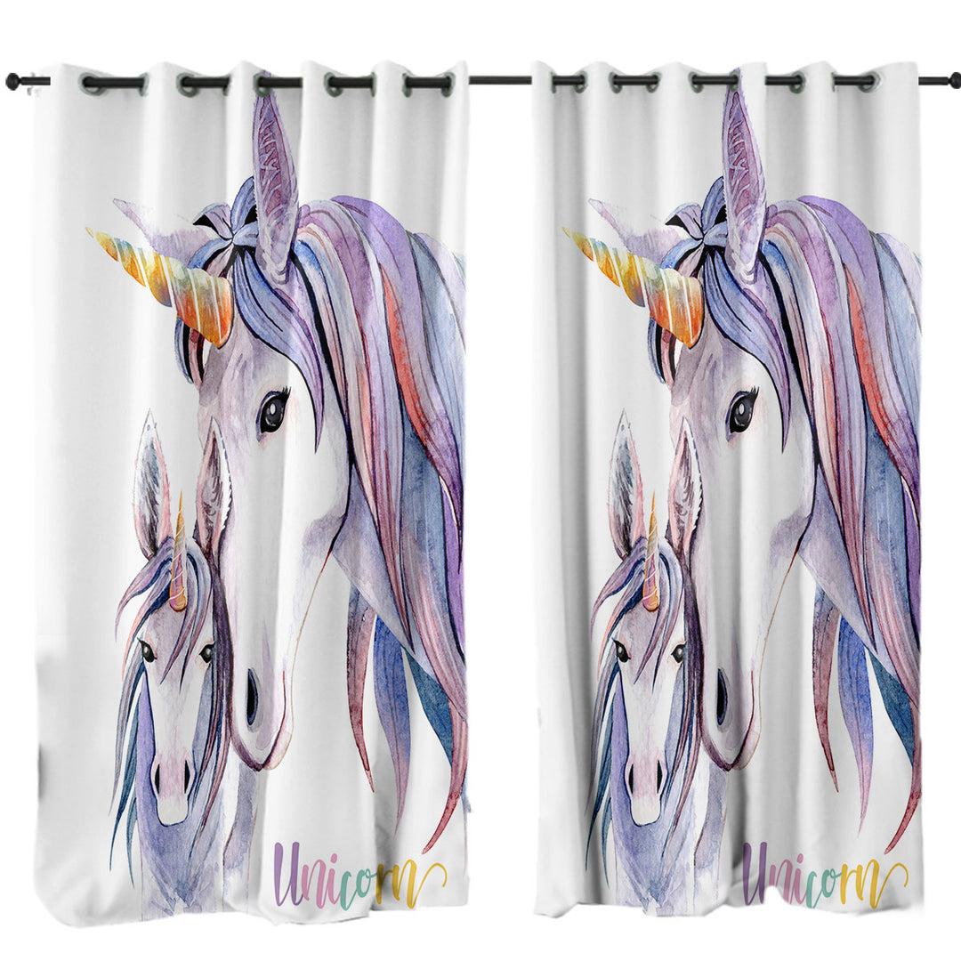 Purplish Unicorn Colt and Momma Curtains