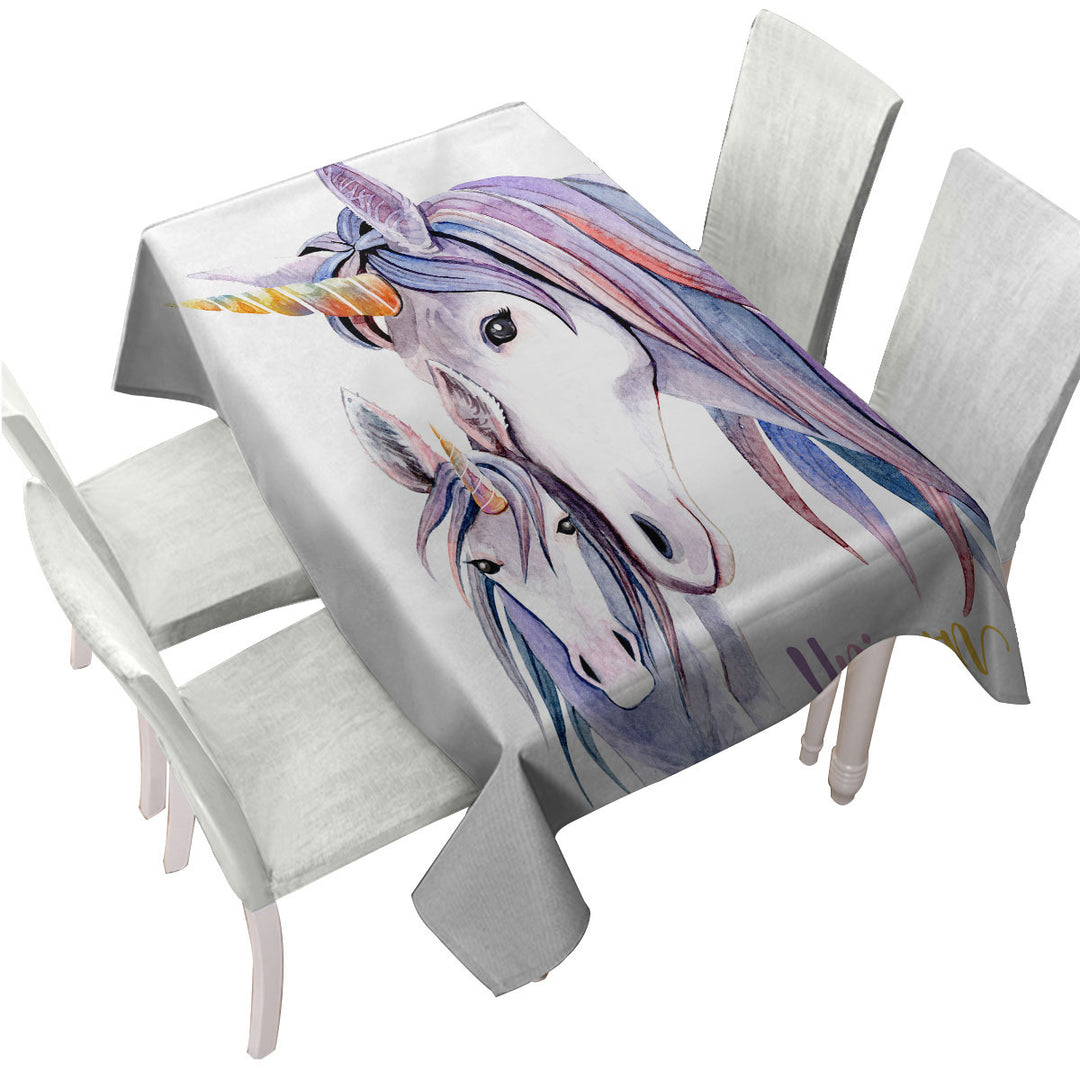 Purplish Unicorn Colt and Momma Custom tablecloths