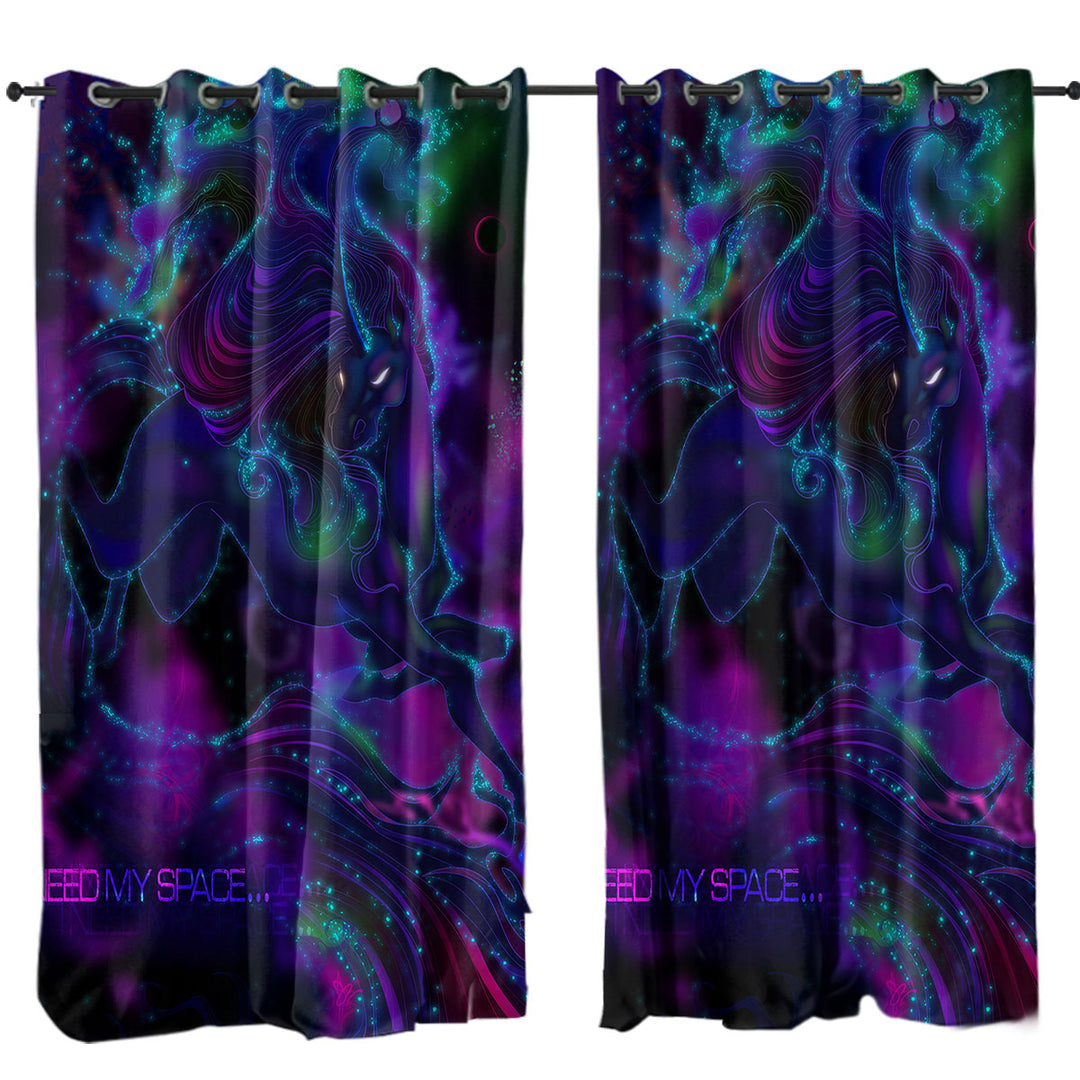 Purplish Unicorn Quote I Need My Space Rudicorn Drapes
