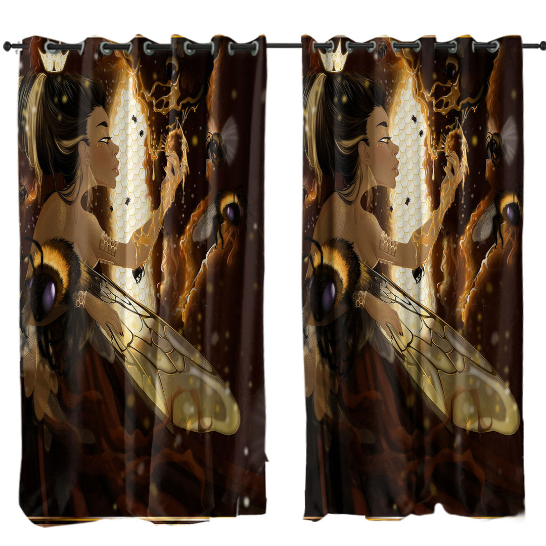 Queen Bee Royal Beehive and Bees Drapery