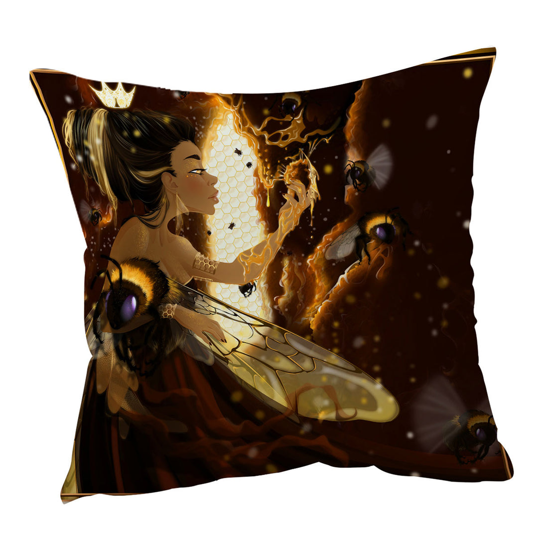 Queen Bee Royal Beehive and Bees Sofa Pillows