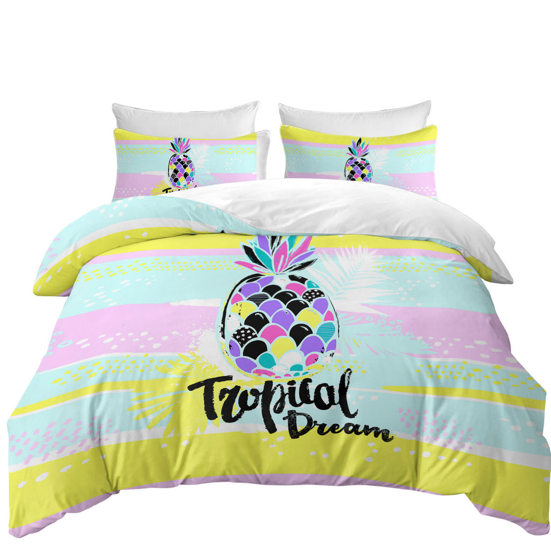 Queen Size Duvet Cover with Tropical Dream a Multi Colored Pineapple