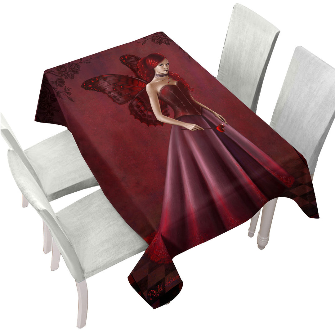 Queen of Hearts Red Art Beautiful Woman Tablecloth