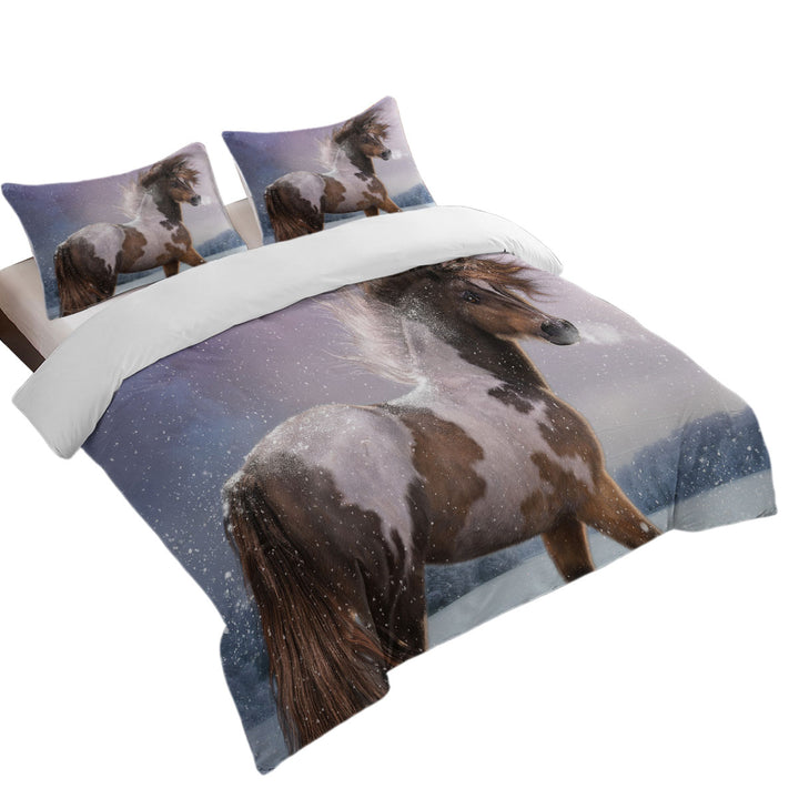 Quilt Cover with Brown White Pinto Horse the Winters Heart