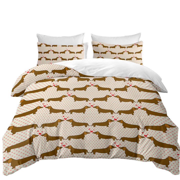 Quilt Cover with Cute Lovers Dachshund Dogs