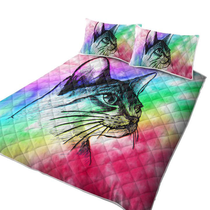 Quilt Shop Near Me with Art Cat Drawing over Colorful Fog