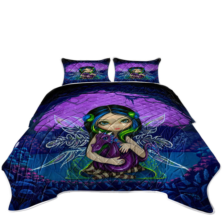 Quilt shop near me with Cute Fairy in the Purple Moonlit Dragonling Garden