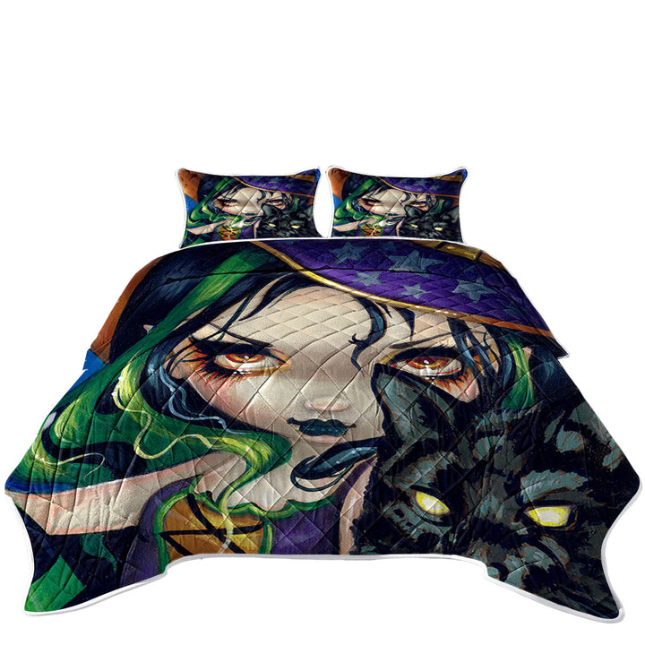 Quilt shop near me with Faces of Faery _114 Halloween Witch Girl and Cat