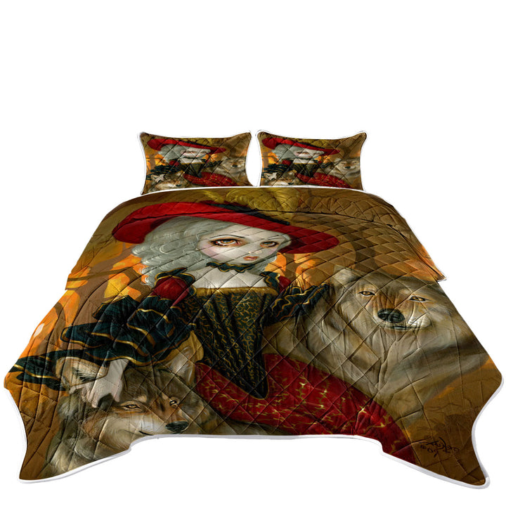Quilt shop near me with Loup Garou Fine Art Lady Autumn and Wolves