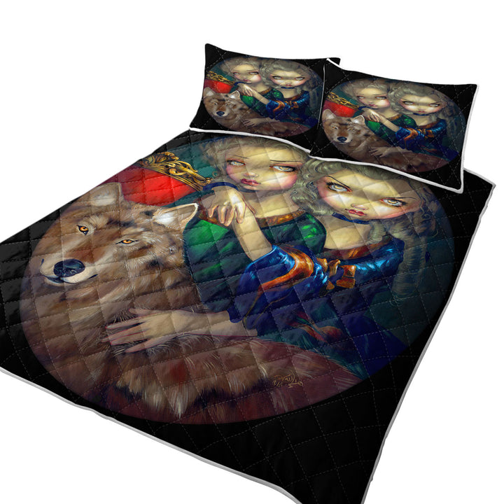 Quilt stores near me with Loup Garou Beautiful Girls Twins and Their Wolf