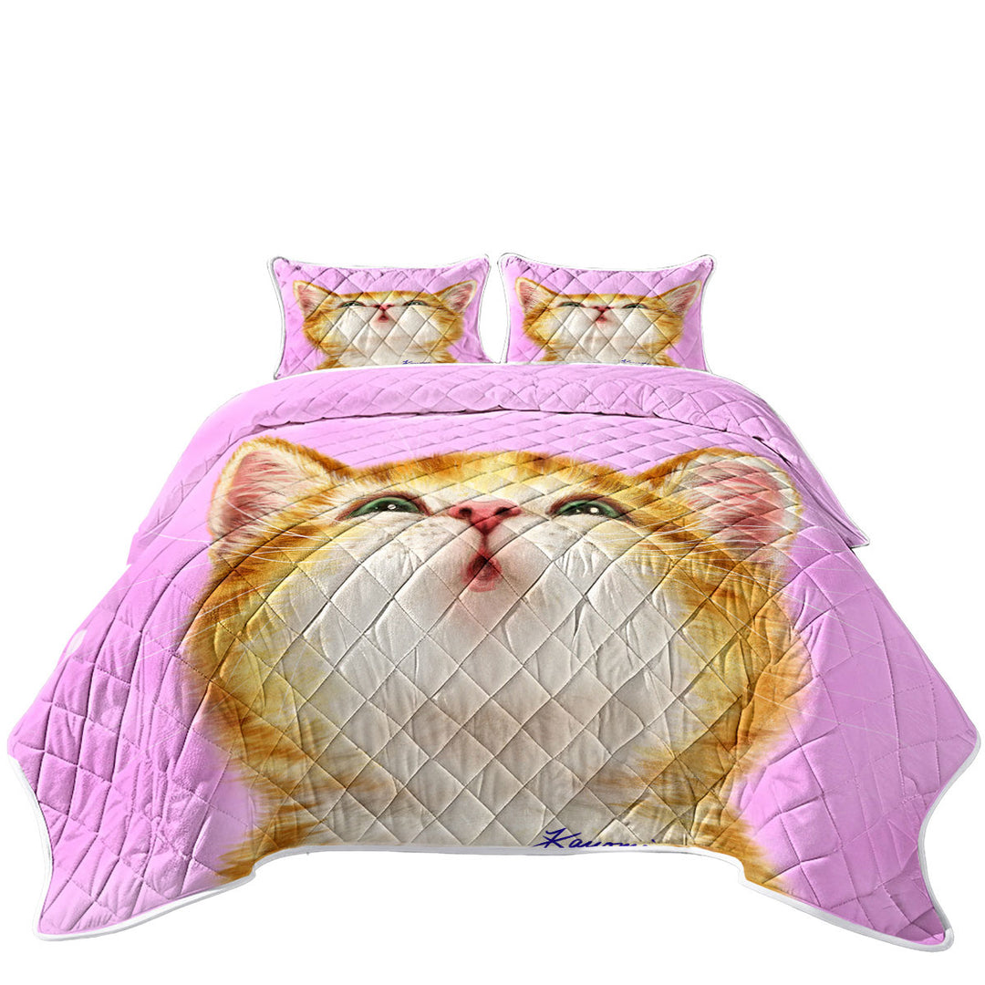 Quilt with Adorable Ginger Kitty Cat