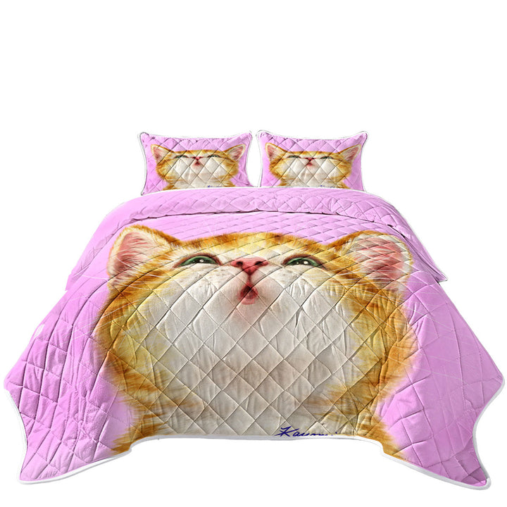 Quilt with Adorable Ginger Kitty Cat