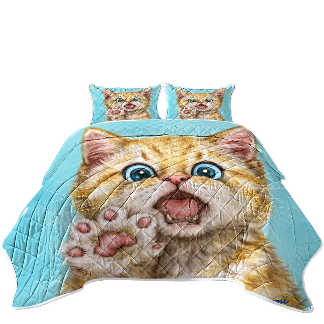 Quilt with Art Drawing Cats Beautiful Ginger Kitten