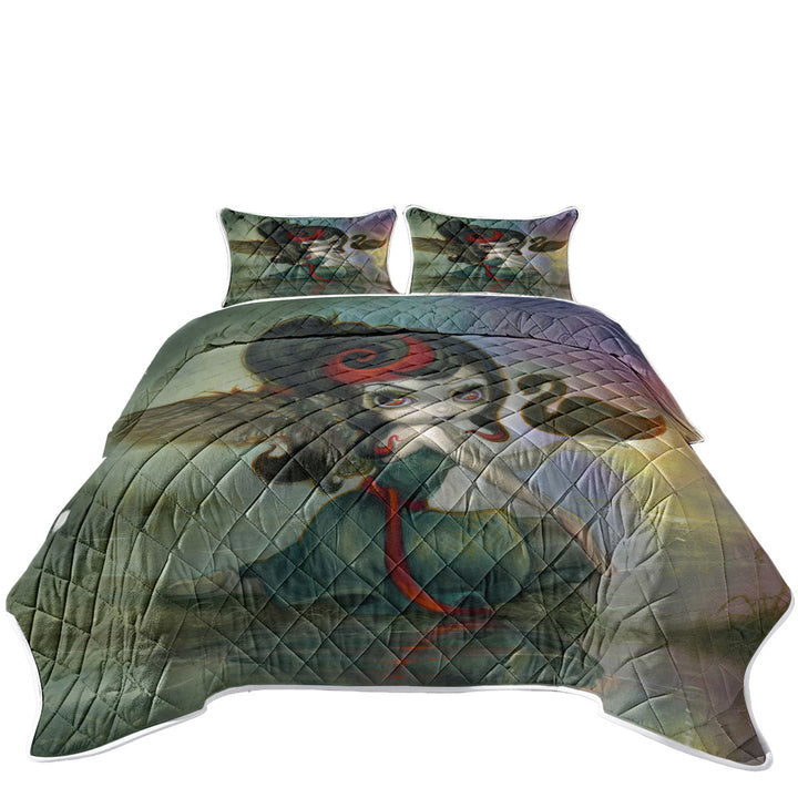 Quilt with Art Painting Swan Lake Black Swan Ballerina Girl
