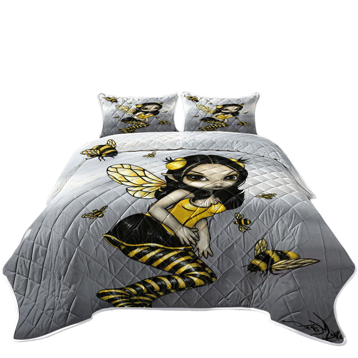 Quilt with Bees and Bumblebee Fairy