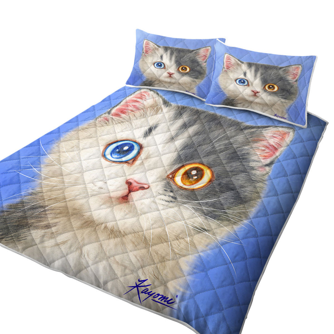 Quilt with Black and White Beautiful Kitten Cat