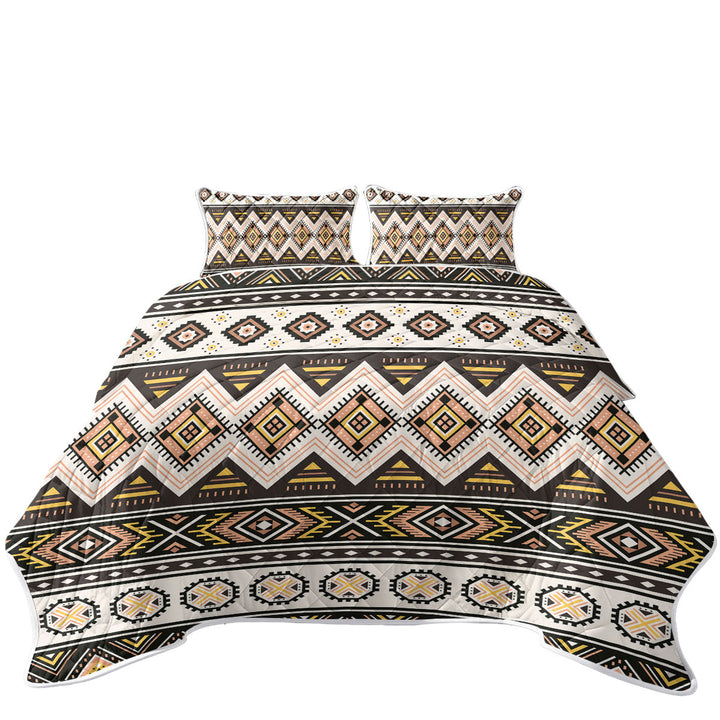 Quilt with Brown and Beige Aztec