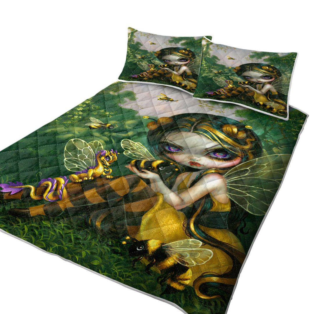 Quilt with Bumblebee Dragonling and Bee Fairy