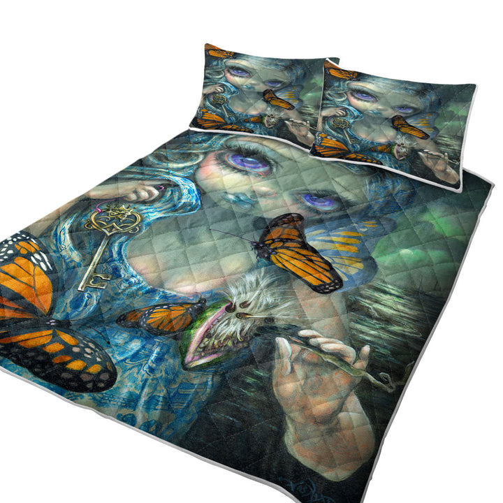 Quilt with Butterfly Effect Blue Willow Pattern Maiden