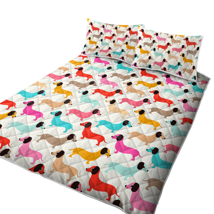 Quilt with Colorful Dachshund Pattern