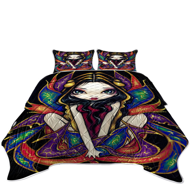Quilt with Colorful Magnificent Wings Big Eyed Fairy