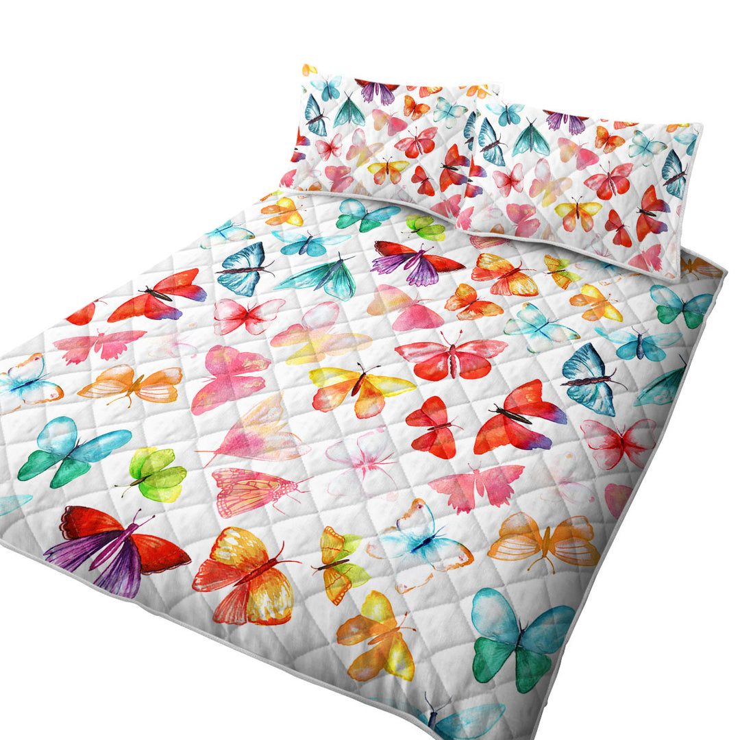 Quilt with Colorful Pastel Colors Butterflies