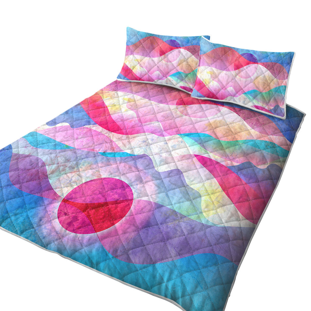 Quilt with Colorful Reddish Mountains Art