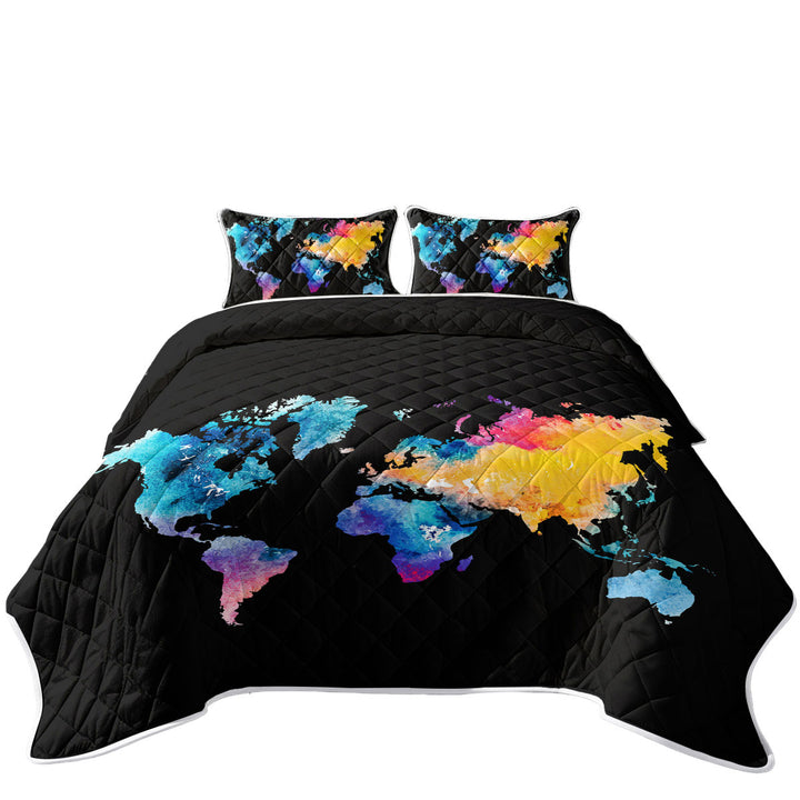 Quilt with Colorful World Map