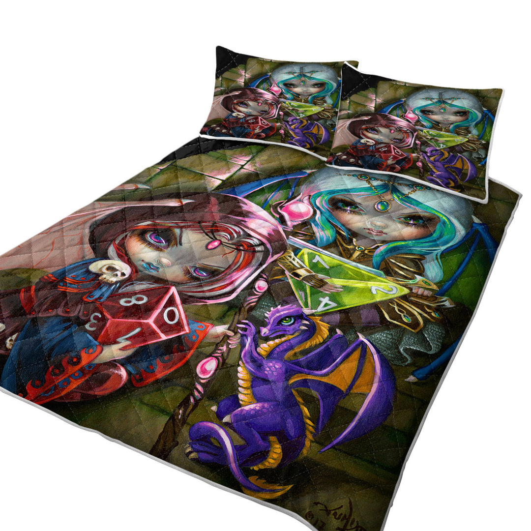 Quilt with Cool Fantasy Dragons and Fairies Dice Dragonlings