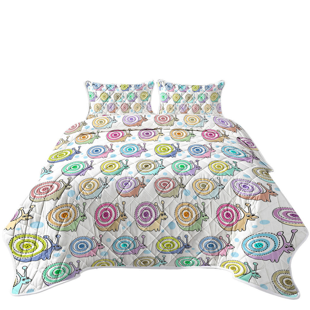Quilt with Cute Colorful Snails