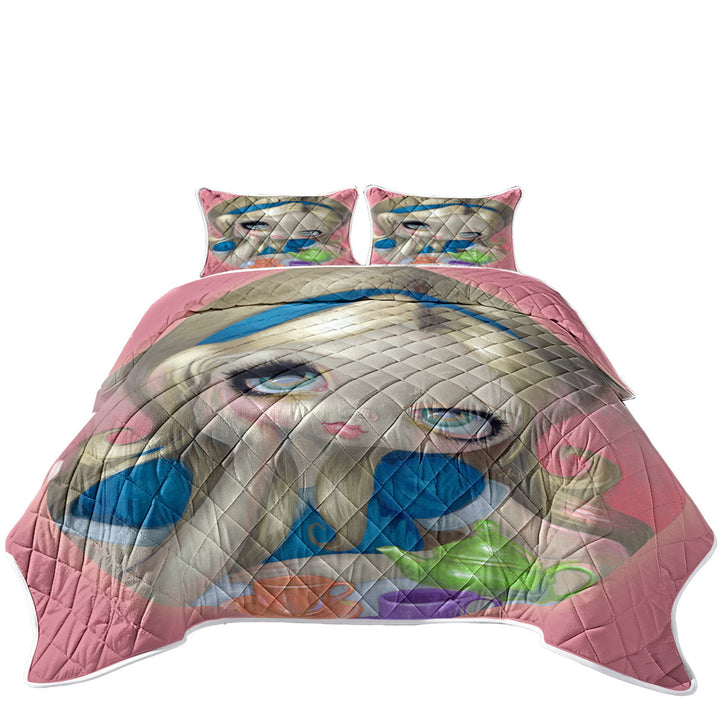 Quilt with Cute Fairytale Art Alice_s Tea Party