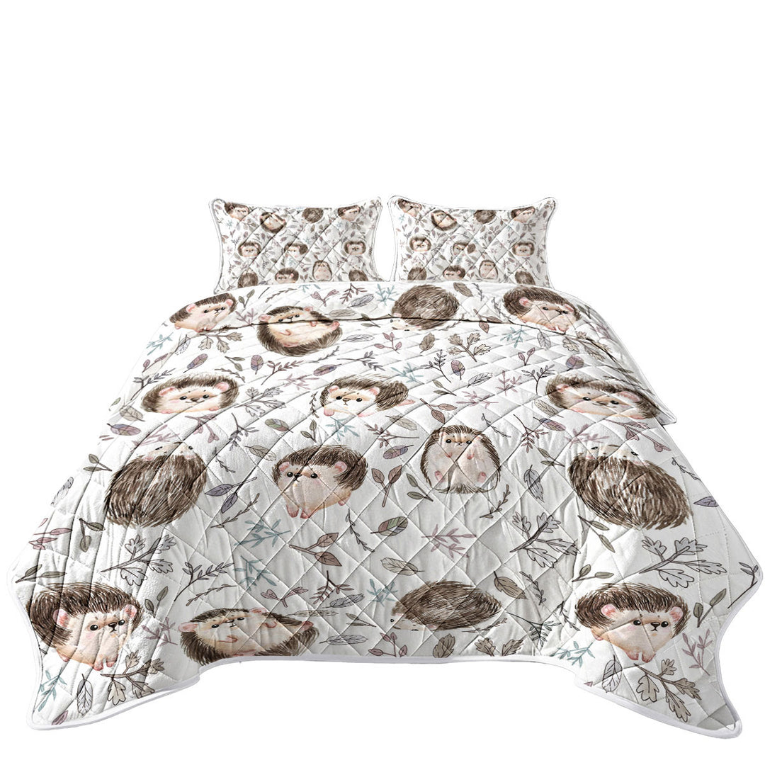 Quilt with Cute Hedgehog Pattern