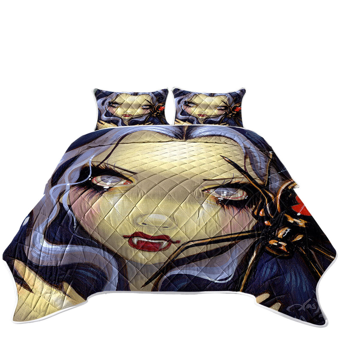 Quilt with Faces of Faery _110 Vampire Girl Black Widow Spider