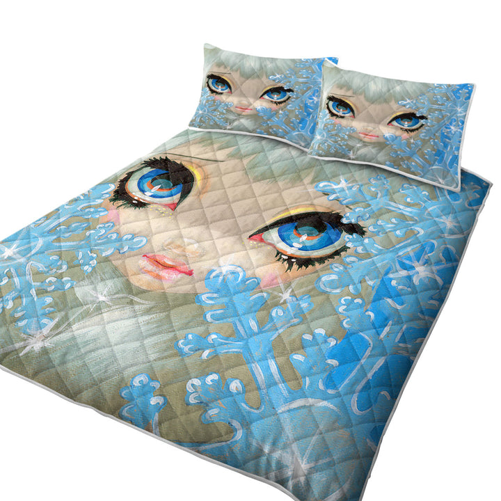 Quilt with Faces of Faery _135 Beautiful Snowflake Ice Girl