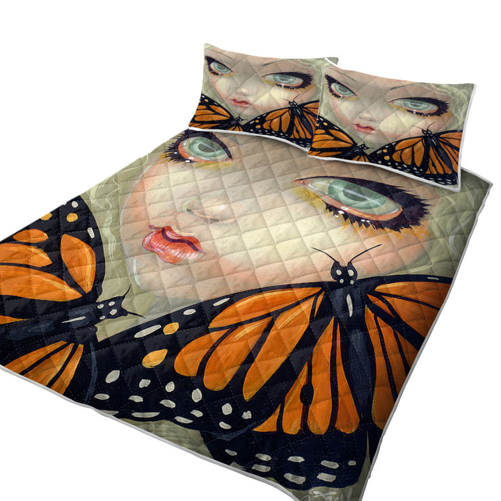 Quilt with Faces of Faery _57 Girl with Monarch Butterflies