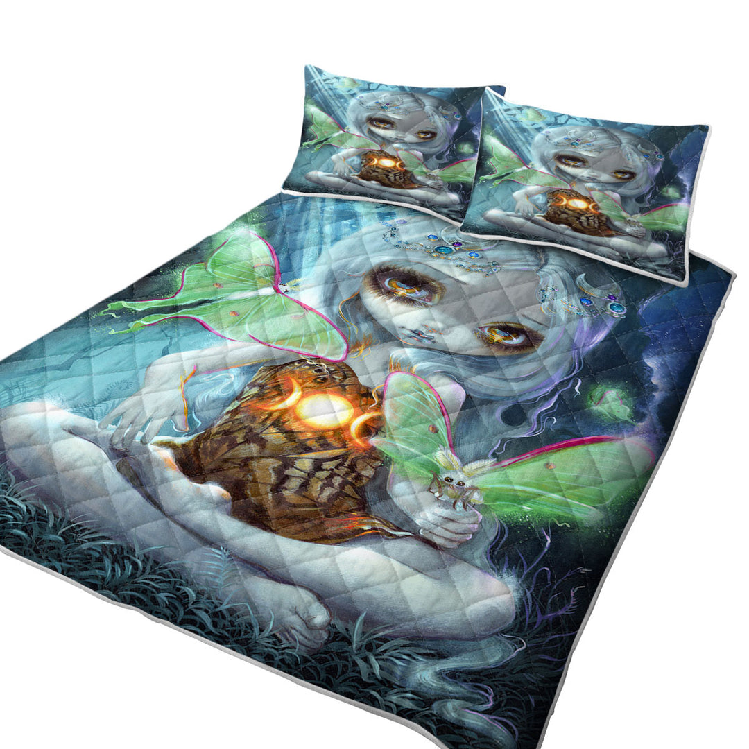 Quilt with Fantasy Art Luna Moth Beautiful Glowing Moth Fairy