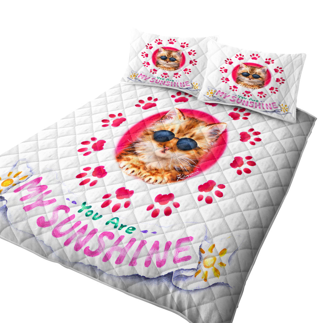 Quilt with Funny Sunglasses Cat Quote and Paws