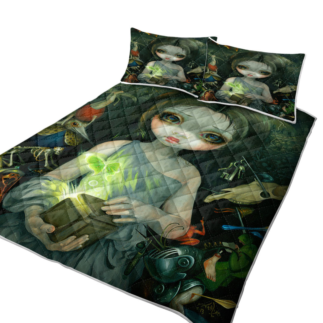 Quilt with Gothic Scary Art Girl Opened the Pandora Box