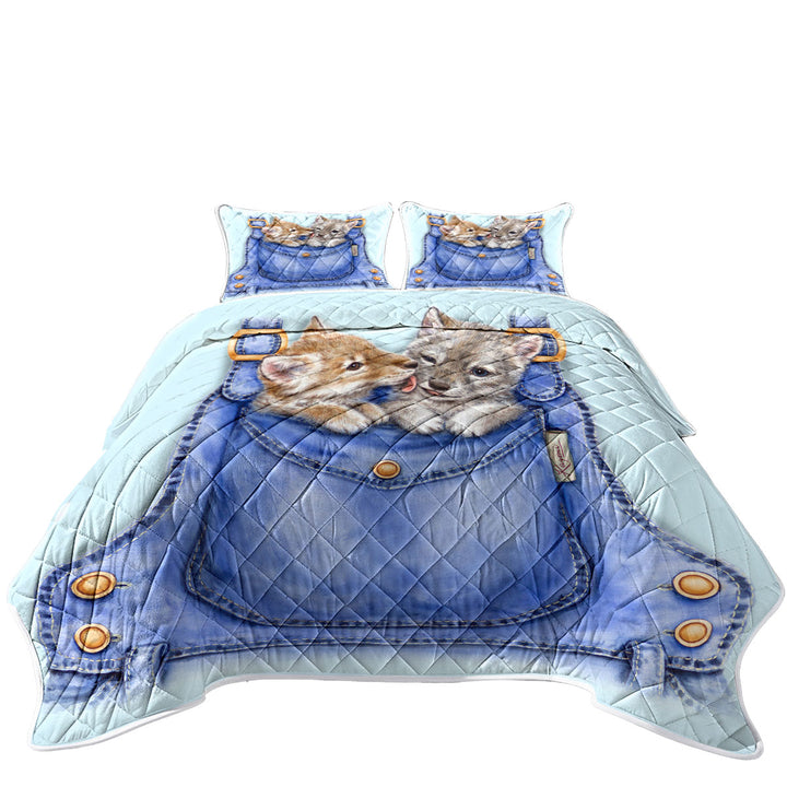 Quilt with Kids Cute Animals Wolf Cubs Overall